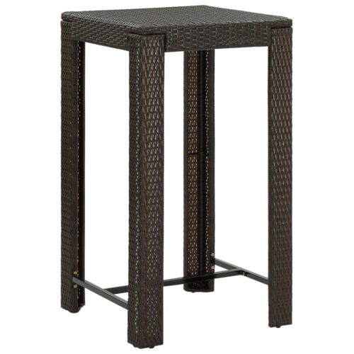 Garden Bar Table Brown 60.5x60.5x110.5cm Poly Rattan - Image 6