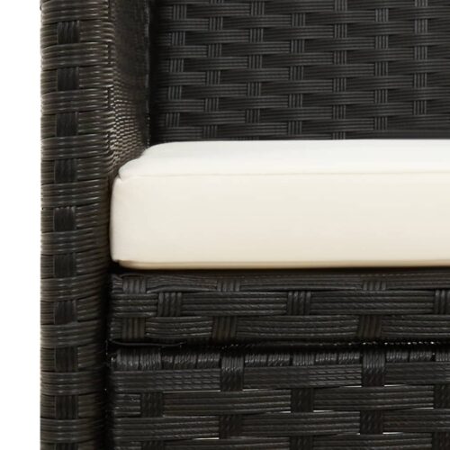 3-Seater Garden Sofa with Cushion Black Poly Rattan - Image 6
