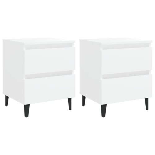 Bed Cabinets 2pcs White 40x35x50cm Engineered Wood - Image 2