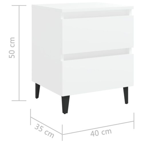 Bed Cabinets 2pcs White 40x35x50cm Engineered Wood - Image 8