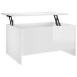 High Gloss Lift Up Top Coffee Table Sofa Side Hidden Book Storage Space Convertible White