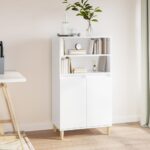 Highboard High Gloss White 60x36x110cm Engineered Wood