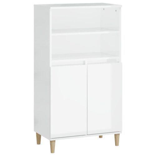 Highboard High Gloss White 60x36x110cm Engineered Wood - Image 2