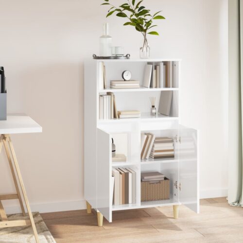 Highboard High Gloss White 60x36x110cm Engineered Wood - Image 5
