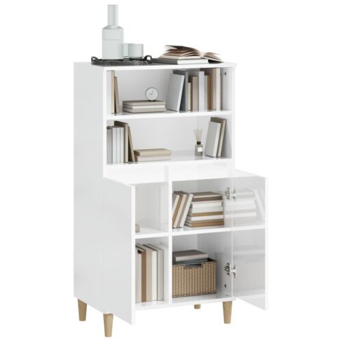 Highboard High Gloss White 60x36x110cm Engineered Wood - Image 6