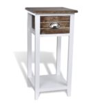 Nightstand with 1 Drawer Brown White