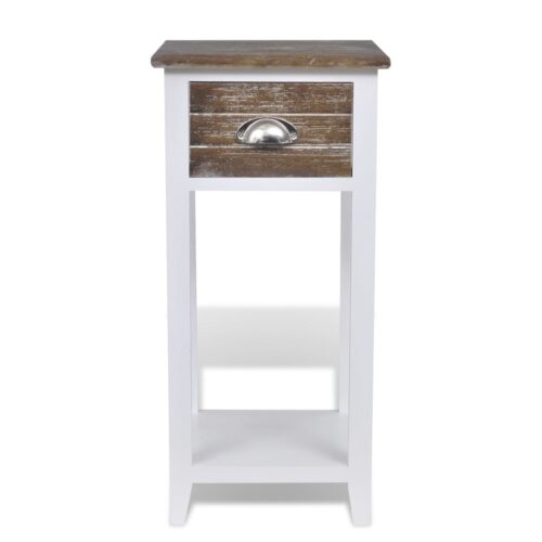 Nightstand with 1 Drawer Brown White - Image 4