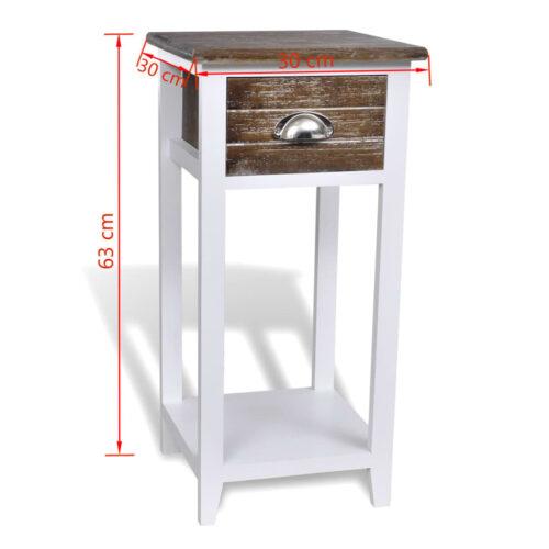 Nightstand with 1 Drawer Brown White - Image 6