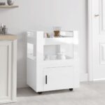 Kitchen Trolley High Gloss White 60x45x80cm Engineered Wood