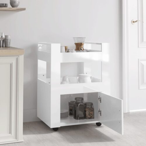 Kitchen Trolley High Gloss White 60x45x80cm Engineered Wood - Image 3