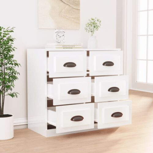 Sideboard High Gloss White 70x35.5x67.5cm Engineered Wood - Image 3