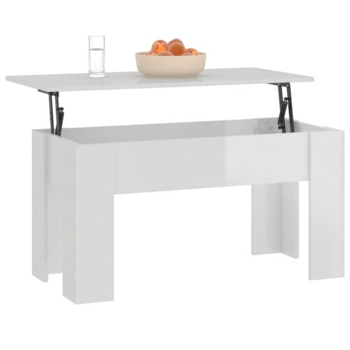 High Gloss Lift-Top Modern Coffee Table Wooden Sofa Lounge Side Storage White - Image 4