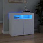 Sideboard with LED Lights White 80x35x75cm