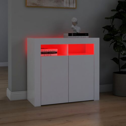 Sideboard with LED Lights White 80x35x75cm - Image 3