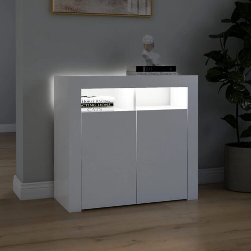 Sideboard with LED Lights White 80x35x75cm - Image 5