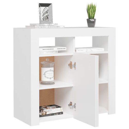 Sideboard with LED Lights White 80x35x75cm - Image 6