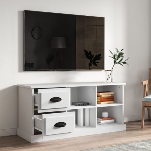 TV Cabinet White 102x35.5x47.5cm Engineered Wood - Image 3