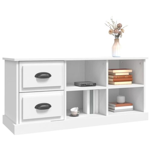 TV Cabinet White 102x35.5x47.5cm Engineered Wood - Image 4