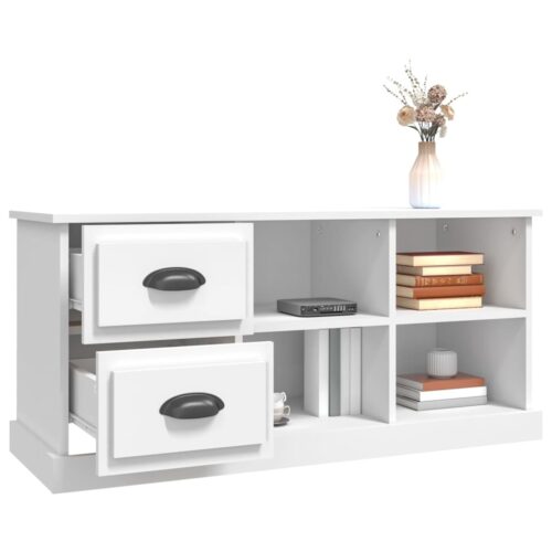 TV Cabinet White 102x35.5x47.5cm Engineered Wood - Image 5
