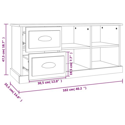 TV Cabinet White 102x35.5x47.5cm Engineered Wood - Image 11