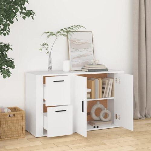 Modern Wooden Sideboard Buffet Cabinet Storage Kitchen Rack Display Shelf White - Image 3