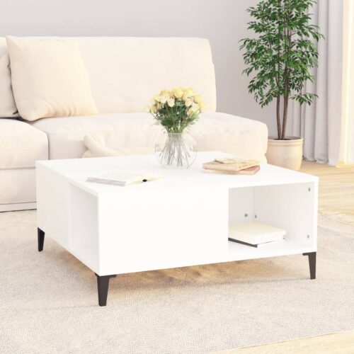 Coffee Table White 80x80x36.5cm Engineered Wood - Image 3