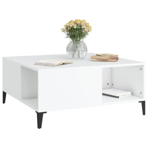 Coffee Table White 80x80x36.5cm Engineered Wood - Image 4