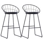 Bar Chairs 2pcs Black Faux Leather