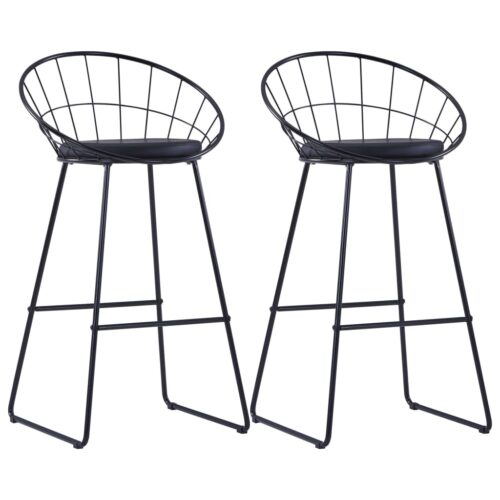 Bar Chairs 2pcs Black Faux Leather - Image 8