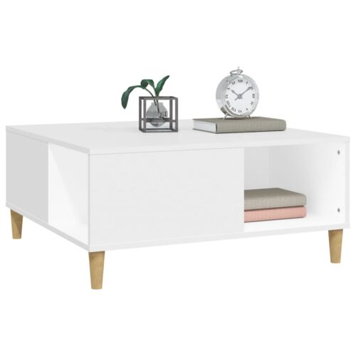Coffee Table White 80x80x36.5cm Engineered Wood - Image 4