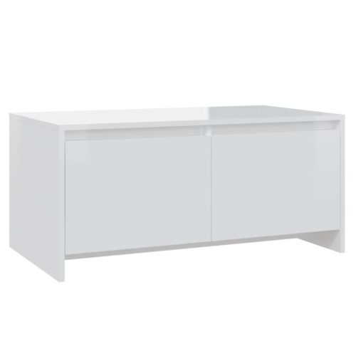 Coffee Table High Gloss White 90x50x41.5cm Engineered Wood - Image 2