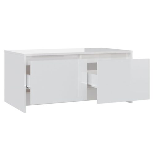 Coffee Table High Gloss White 90x50x41.5cm Engineered Wood - Image 7