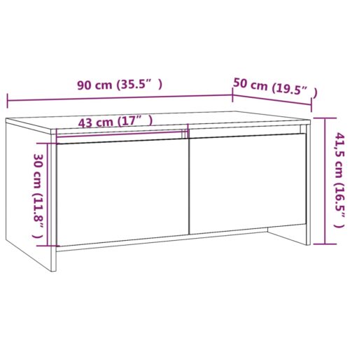 Coffee Table High Gloss White 90x50x41.5cm Engineered Wood - Image 8