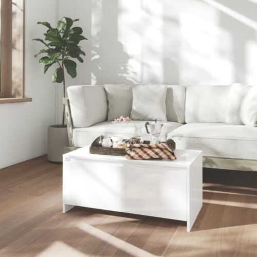 Coffee Table High Gloss White 90x50x41.5cm Engineered Wood - Image 9