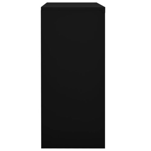 Steel Office Cabinet with Sliding Door File Storage Shelf Rack Cupboard Black - Image 4