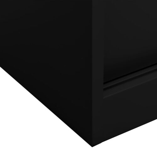 Steel Office Cabinet with Sliding Door File Storage Shelf Rack Cupboard Black - Image 6