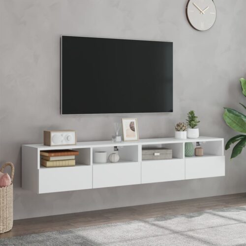 TV Wall Cabinets 2pcs White 80x30x30cm Engineered Wood - Image 3