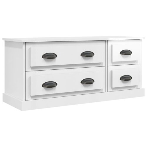 TV Cabinet High Gloss White 100x35.5x45cm Engineered Wood - Image 2