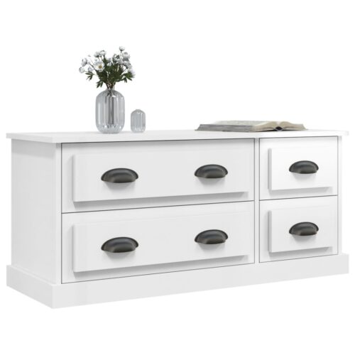 TV Cabinet High Gloss White 100x35.5x45cm Engineered Wood - Image 4