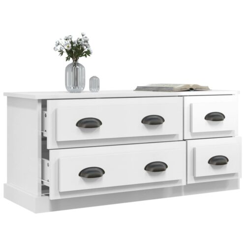 TV Cabinet High Gloss White 100x35.5x45cm Engineered Wood - Image 5