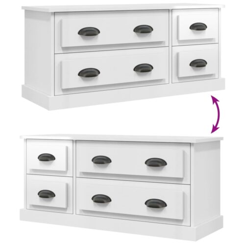 TV Cabinet High Gloss White 100x35.5x45cm Engineered Wood - Image 8