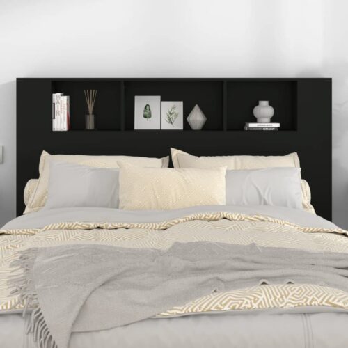 Headboard Cabinet Black 160cm - Image 3