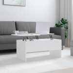 Coffee Table White 102x50.5x46.5cm Engineered Wood
