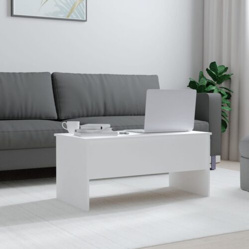 Coffee Table White 102x50.5x46.5cm Engineered Wood - Image 3