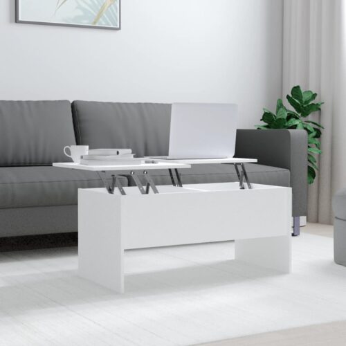 Coffee Table White 102x50.5x46.5cm Engineered Wood - Image 10