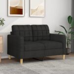 2-Seater Sofa Black 120cm Fabric
