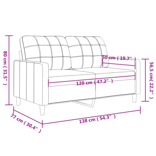 2-Seater Sofa Black 120cm Fabric - Image 8