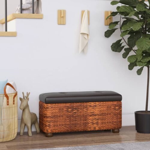 2x Cattail Wood Storage Bench Chest Ottoman Bed End Blanket Box Stool Padded Seat - Image 10