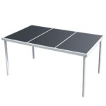 Steel Garden Table Outdoor Patio Dining Lounge Sofa BBQ Stand Black 150x90x74cm