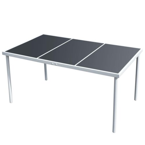 Steel Garden Table Outdoor Patio Dining Lounge Sofa BBQ Stand Black 150x90x74cm